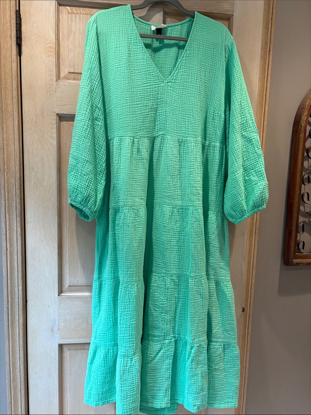 Universal Thread Mint Green Tiered V-Neck 100% Cotton Dress 1X